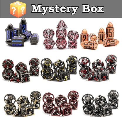 Mystery Dice Set for DND - 7PCS Metal Polyhedral Dice with Gifts Case