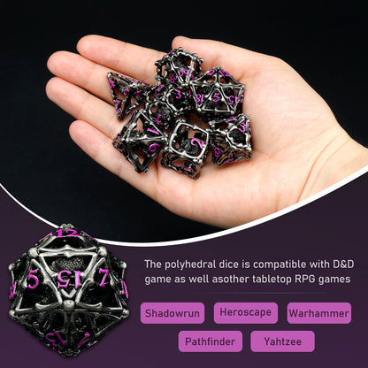 3D Eye Monster DND Metal Dice,7PC/Set Dice for Dungeons and Dragons Dices Polyhedral Dice - Purple Number