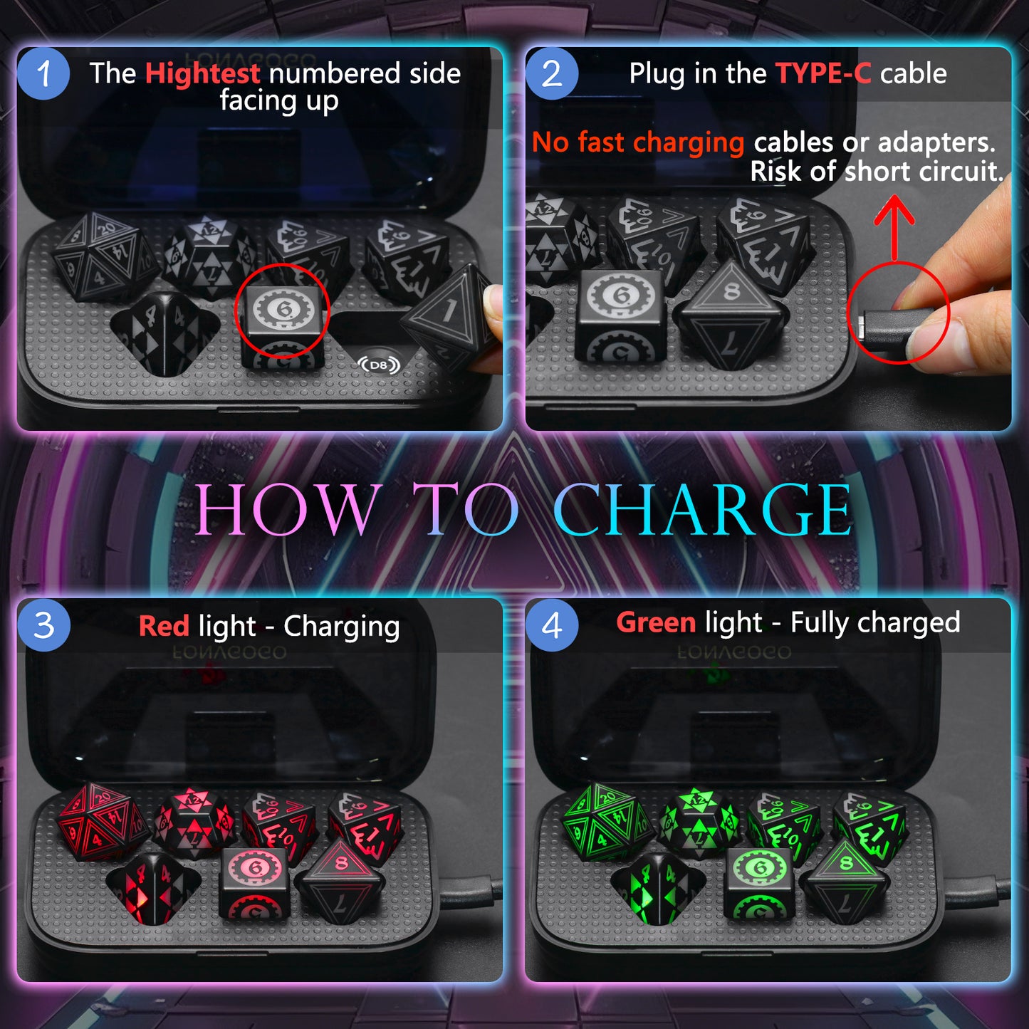 Geometry RGB-Gamer's accessory,Wireless charging DND Dice set