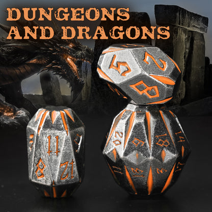 Metal Dice DND Polyhedral Dice Set Stonehenge Theme RPG Dice-Rusty Orange