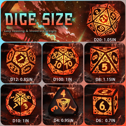 LED Dice Set DND, Cool Light up Dice Set Rechargeable-Orange-Shackles