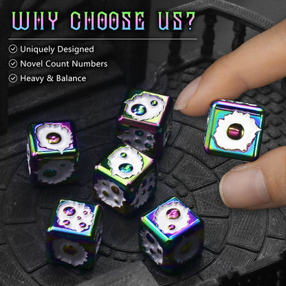 Metal D6 Dice, 6 Sided Dice Set of 6,DND Metal Dice Set for D and D Gifts-Dazzling White