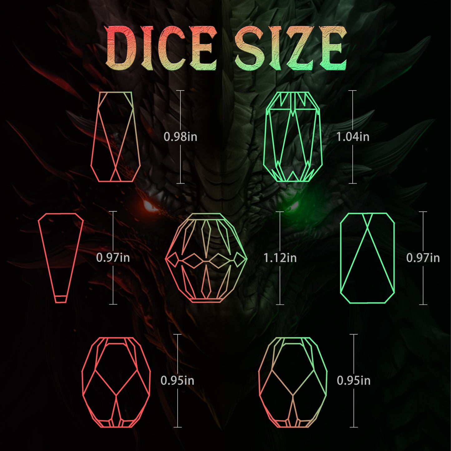 Metal Dice Set D and D with Cardboard Box Unique Cool RPG Polyhedral Dice - Black Green