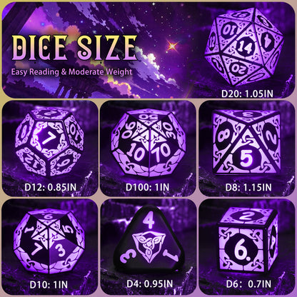 LED Dice Set DND, Cool Light up Dice Set Rechargeable-Purple-Shackles