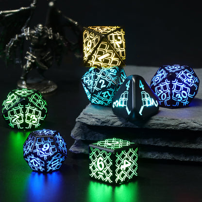 RGB-Dragon Scale-Rechargeable DND Dice Set, Role Playing Dice D&D Gifts