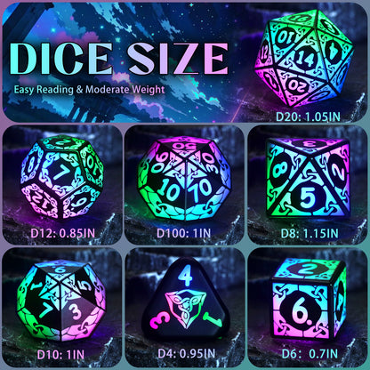 LED Dice Set DND, Cool Light up Dice Set with Charging Box -Colorful-Shackles