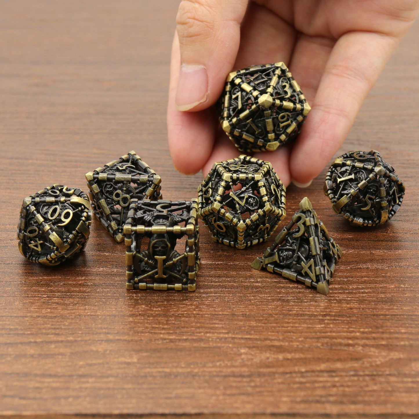 Reaper DND Dice, Dungeons and Dragons Dice Metal Polyhedral Dice Set Role Playing D&D Dice - Bronze