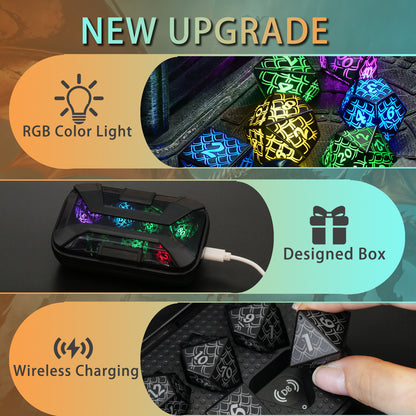 RGB-Dragon Scale-Rechargeable DND Dice Set, Role Playing Dice D&D Gifts