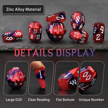 Metal Dice DND Polyhedral Dice Set Stonehenge Theme RPG Dice-Black Red