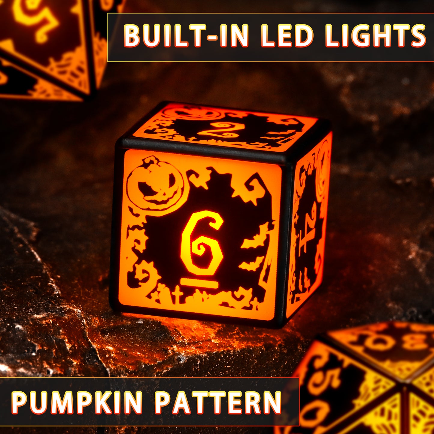 Pumpkin Orange-Wireless Light Up DND Dice Set