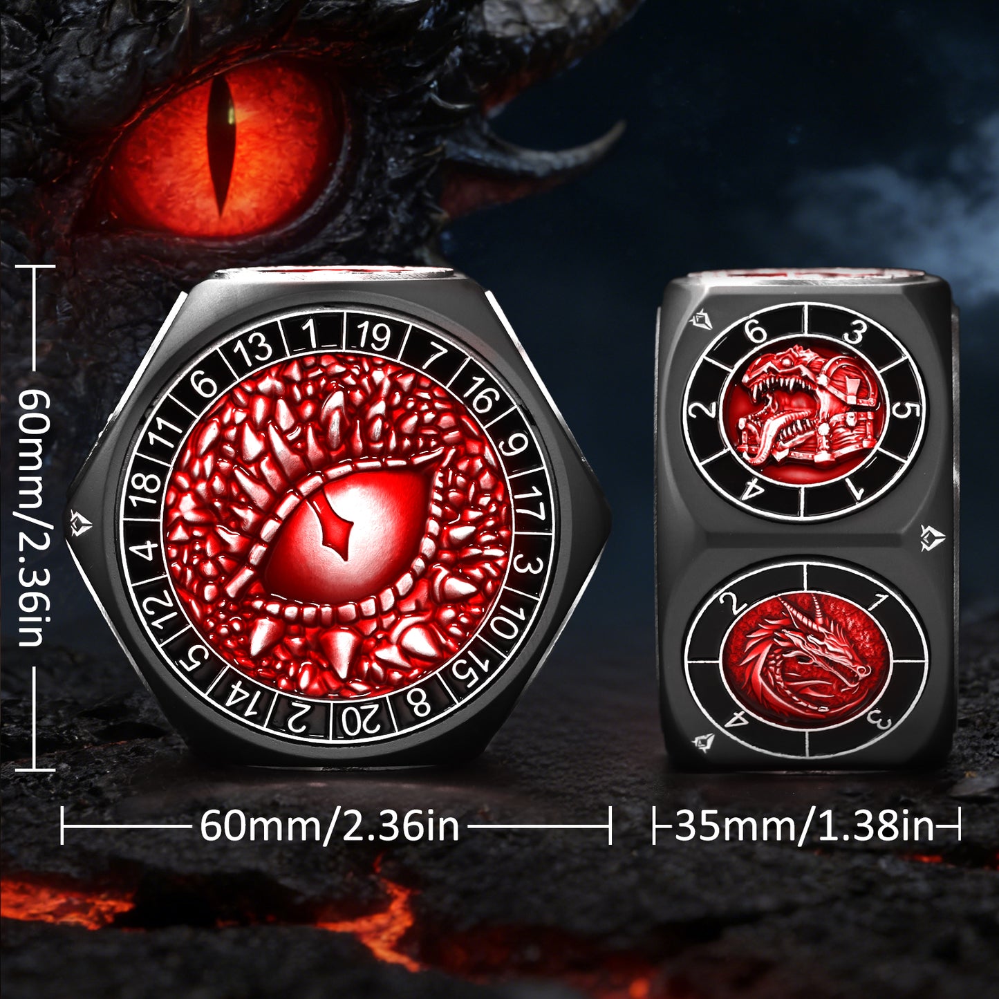 8-in-1 Metal Spinner Dice Perfect Gifts for Dice Goblin (Black Dice-Red)