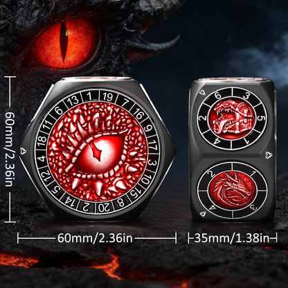 8-in-1 Metal Spinner Dice Perfect Gifts for Dice Goblin (Black Dice-Red)