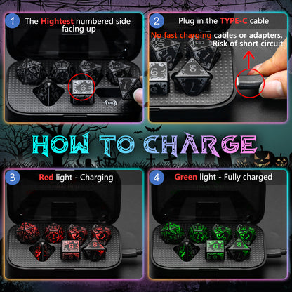 Pumpkin RGB-7 Color Wireless Light Up DND Dice Set