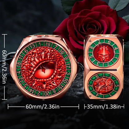 Metal Spinner Dice with Dual D20(Copper Red)