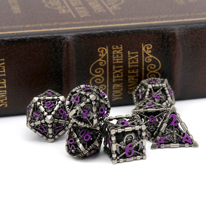 Reaper DND Dice, Dungeons and Dragons Dice Metal Polyhedral Dice Set Role Playing D&D Dice - Purple Number