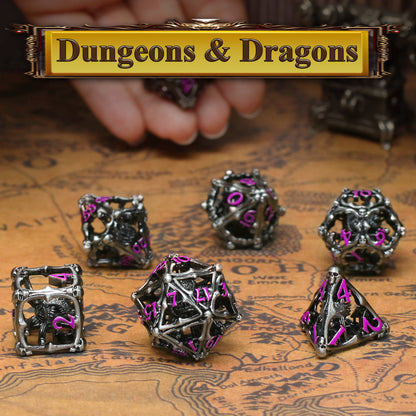 3D Eye Monster DND Metal Dice,7PC/Set Dice for Dungeons and Dragons Dices Polyhedral Dice - Purple Number