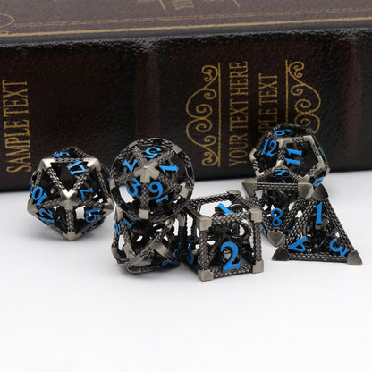 Cthulhu DND Metal Dice, Dungeons and Dragons Dice Metal Dice Set - Blue Number