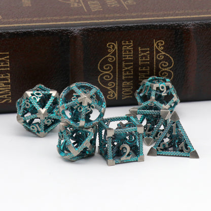 Cthulhu DND Metal Dice, Dungeons and Dragons Dice Metal Dice Set - Blue