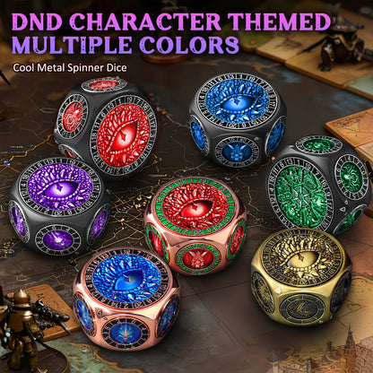 8 in 1 Metal Spinner Dice with Smooth Spinning – Perfect Gift for TTRPG(Black Dice - Purple)