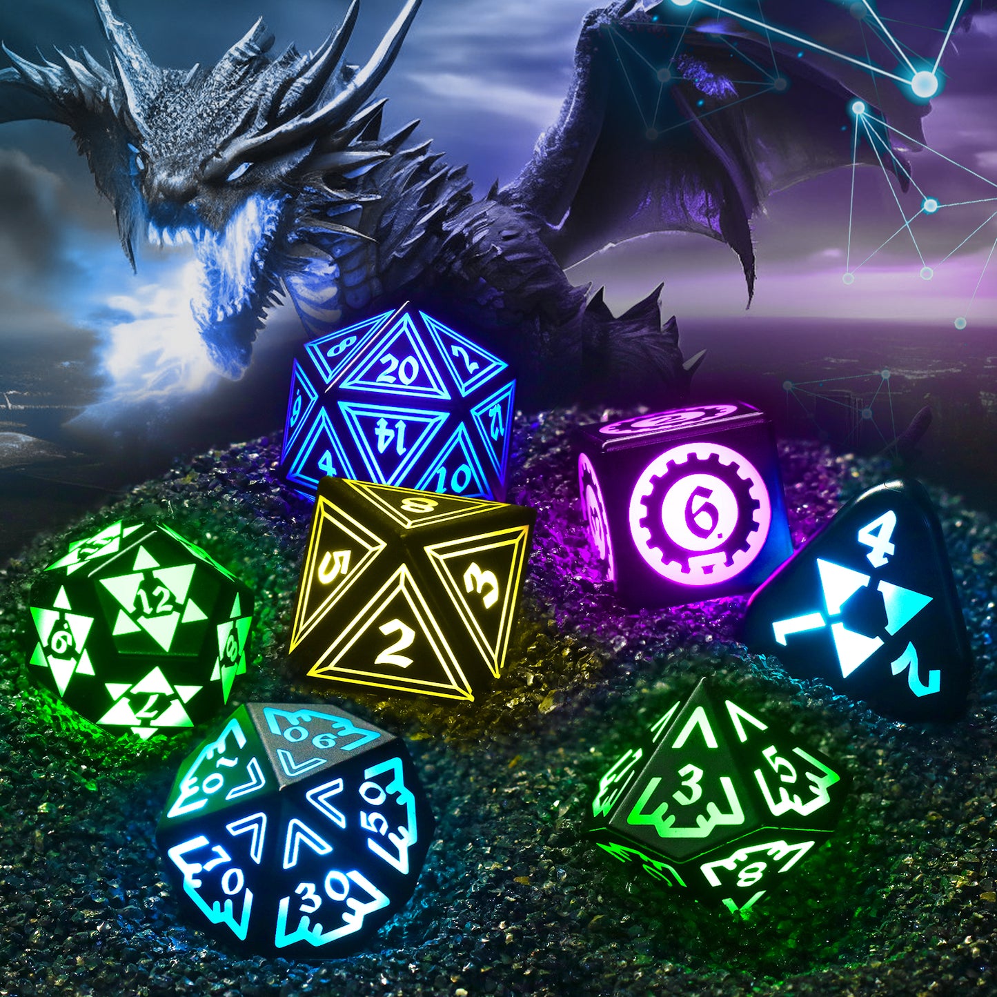 Geometry RGB-Gamer's accessory,Wireless charging DND Dice set