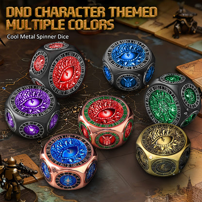 ZHOORQI 8-in-1 Metal DND Dice Set with 3D Monster Engravings(Copper Blue)