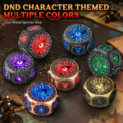 8-in-1 Metal Spinner Dice Perfect Gifts for Dice Goblin (Black Dice-Red)