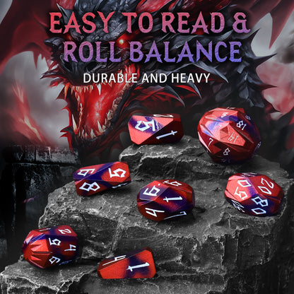 Metal Dice DND Polyhedral Dice Set Stonehenge Theme RPG Dice-Black Red
