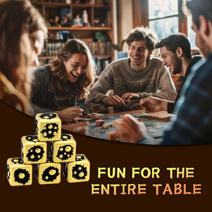 D6 Dice Set of Six Pcs 15mm, Cool Unique Metal 6 Sided Dice -D6 Gold Black