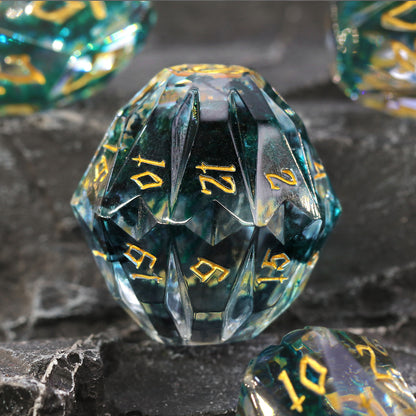 Unique Resin DND Polyhedral Dice Set Stonehenge Theme RPG Dice-Black and Gold