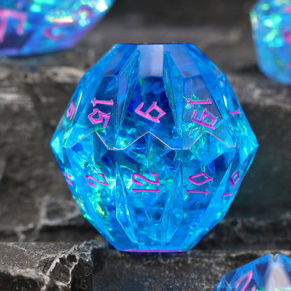 Unique Resin DND Polyhedral Dice Set Stonehenge Theme RPG Dice-Blue and Purple