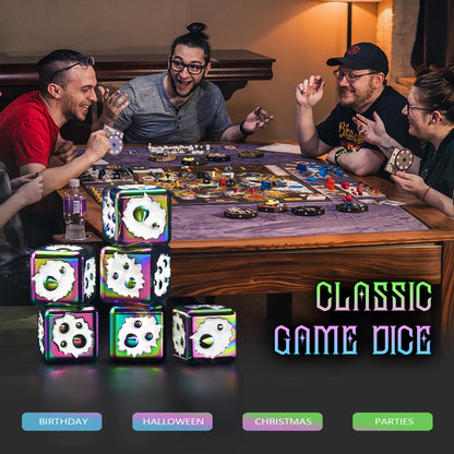 Metal D6 Dice, 6 Sided Dice Set of 6,DND Metal Dice Set for D and D Gifts-Dazzling White