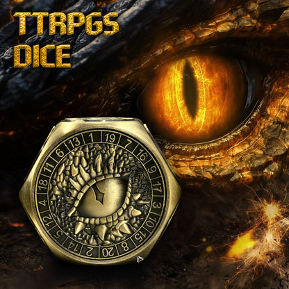Metal Spinner Dice with Monster Engravings-Bronze