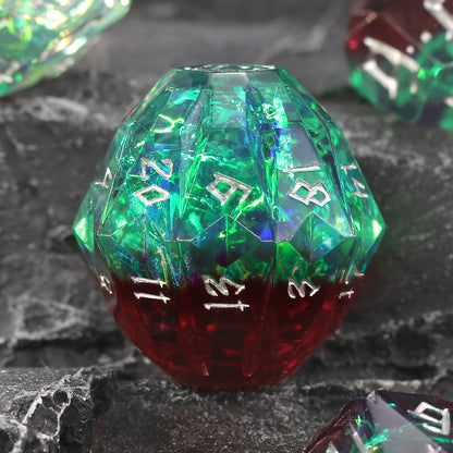 Unique DND Polyhedral Resin Dice Set Stonehenge Theme RPG Dice - Green and Silver