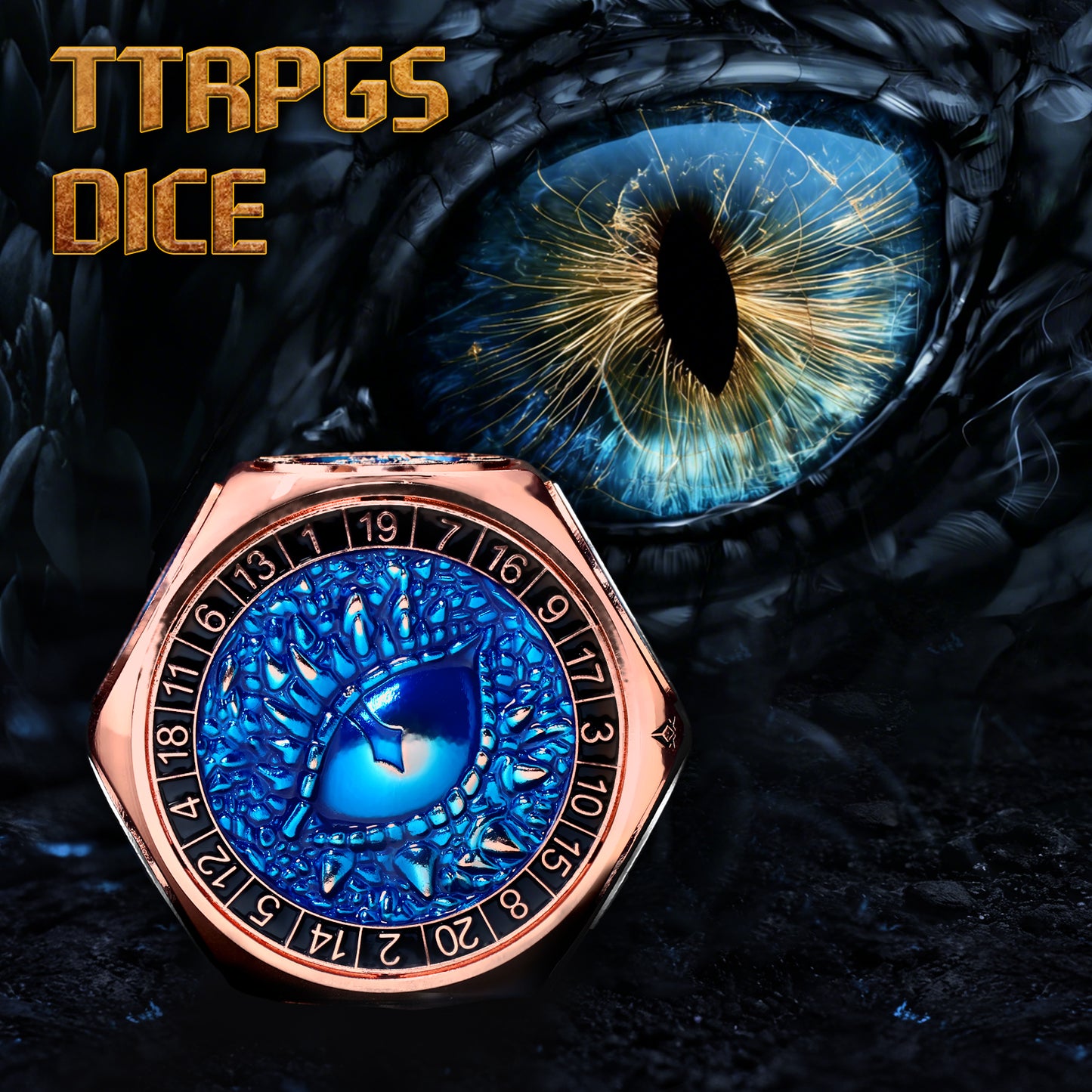 ZHOORQI 8-in-1 Metal DND Dice Set with 3D Monster Engravings(Copper Blue)