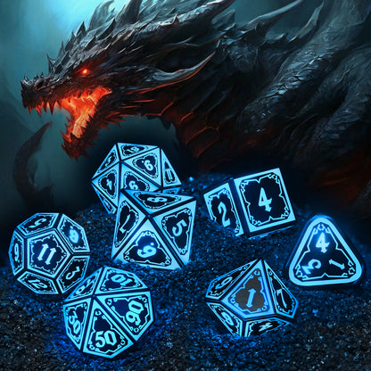 Light up DND Dice Set Rechargeable,Cool LED D and D Dice 7pcs with Charging Box Polyhedral Dungeons and Dragons RPG Dice Set for Role Playing Table Game (Astral Shard Blue)