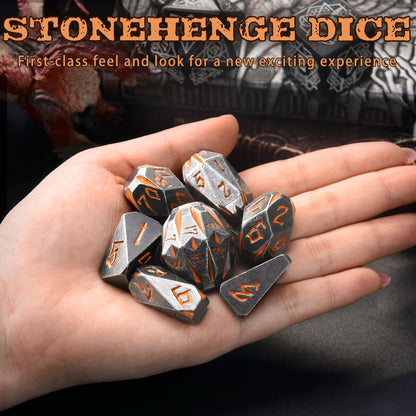 Metal Dice DND Polyhedral Dice Set Stonehenge Theme RPG Dice-Rusty Orange