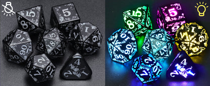 Wireless Light up LED Dice Set D&D Rechargeable for Dungeons and Dragons RGB DND Dice with Charging Box 7-Color Polyhedral Role Playing Dice for DND Gifts RPG Tabletop Games (Rose RGB)