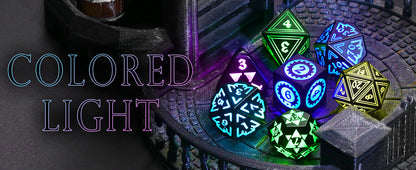 Light Up DND Dice with Charging Case for Dungeons and Dragons LED Dice Set D&D Rechargeable 7 Color Polyhedral Role Playing RPG Dice for DND Gifts Accessories (Geometry RGB)
