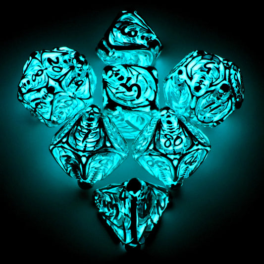 Glow in the dark-Hollow Metal Dice for DND Players