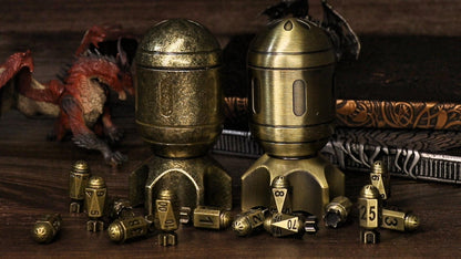 Retro Bronze-Missile D&D Metal Dice Set of 7