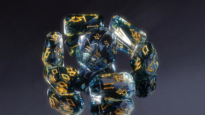 Resin DND Stonehenge Themed Dice Set-Blue and Purple