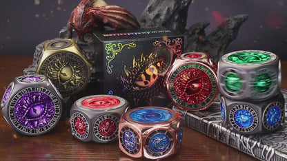 Metal Spinner Dice with Monster Engravings-Bronze