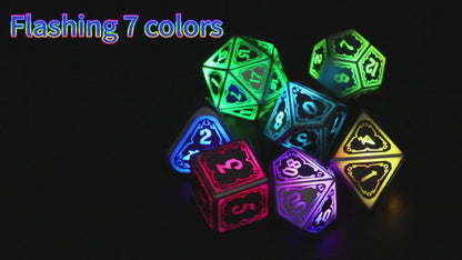 LED D&D Dice Set Wireless Charging Light up Dice, Rechargeable DND Dice Set (RGB Astral Shard)