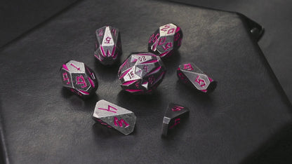 Metal Dice DND Polyhedral Dice Set Stonehenge Theme RPG Dice-Black Pink