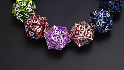 Purple-Metal DND Dice Set  Hollow Polyhedral Vine Dice Set