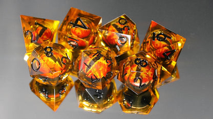 Black Brown-Resin DND Dice Set 7PC/Polyhedral RPG Dice