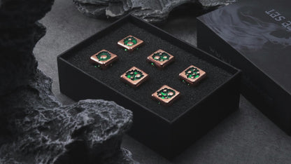 D6 Dice Set of Six Pcs 15mm, Cool Unique Metal 6 Sided Dice -D6 Rose Gold Green
