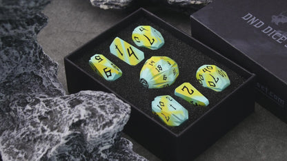 Metal Dice DND Polyhedral Dice Set Stonehenge Theme RPG Dice-Blue Yellow