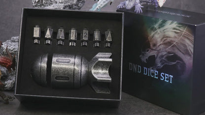 Antique Sliver-Missile Metal Dice Set with Spinning Missile Shaped Container