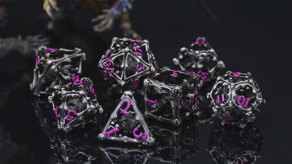 3D Eye Monster DND Metal Dice,7PC/Set Dice for Dungeons and Dragons Dices Polyhedral Dice - Purple Number